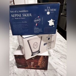 Alpine Skier Glass Tumblers - Set of 4, Clear La Rochere HARD TO FIND